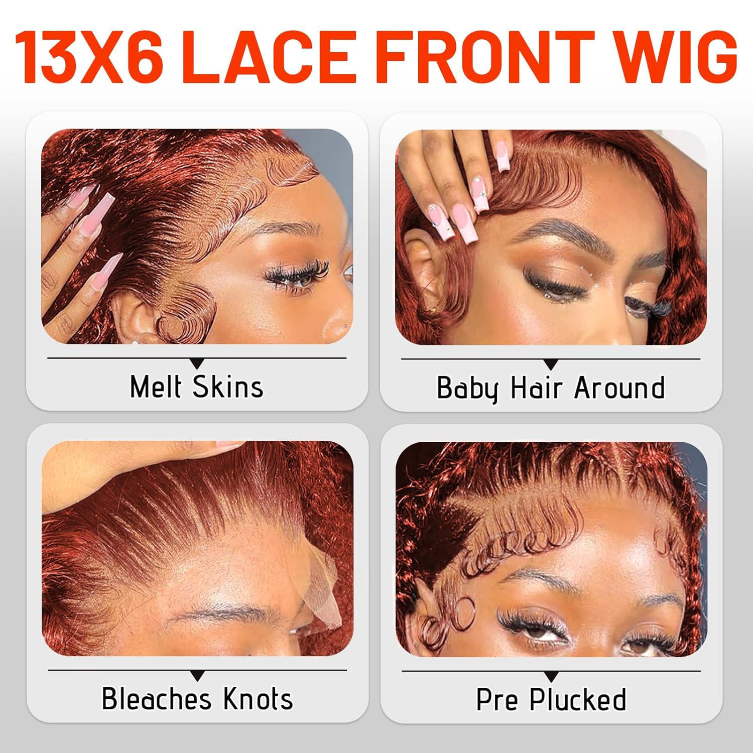 Reddish Brown #33 Curly 13x4 Lace Frontal Wig 100% Virgin Human Hair Wigs For Women