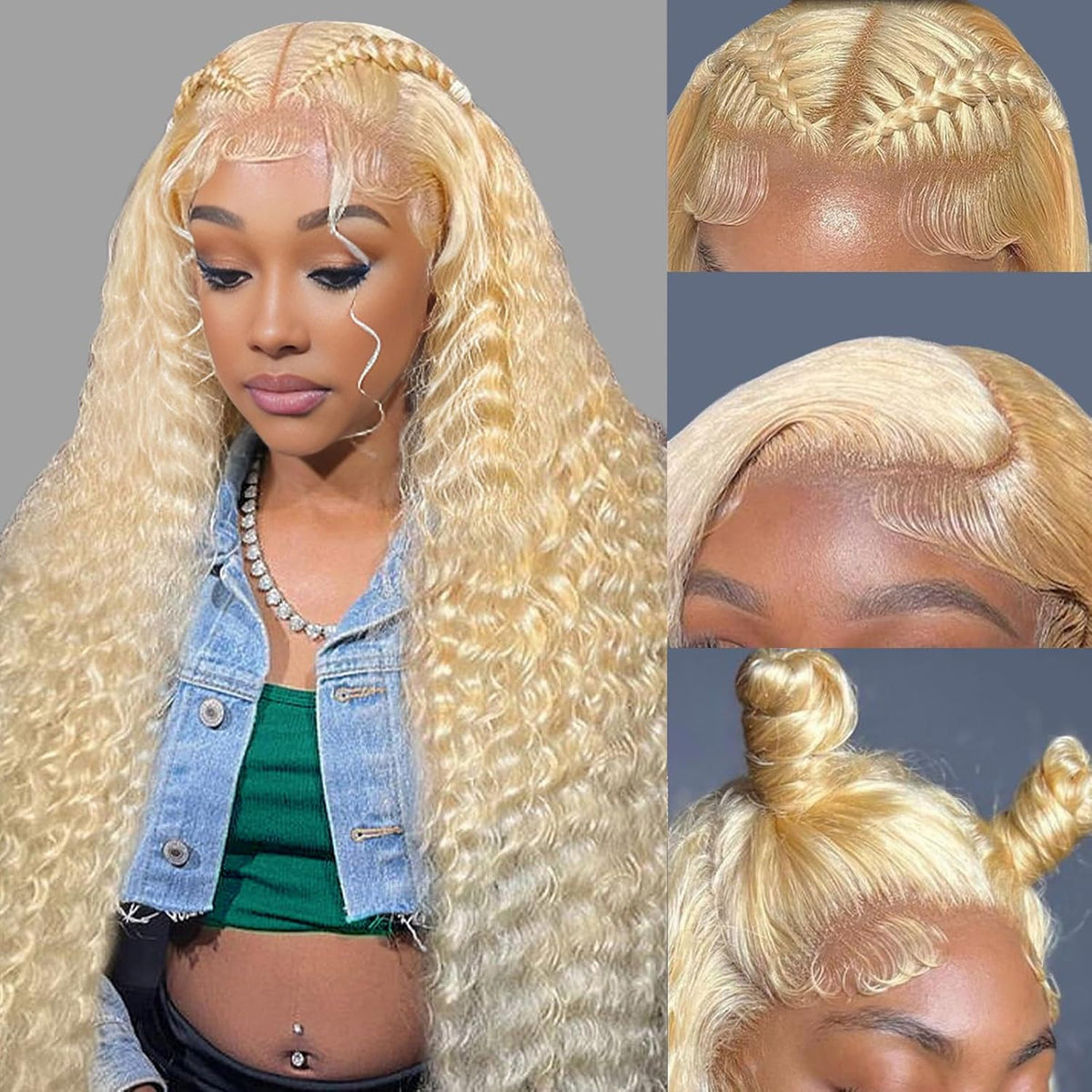 613 Blonde Jerry Curly 13x4 Lace Virgin Human Wigs Pre Plucked Hairline