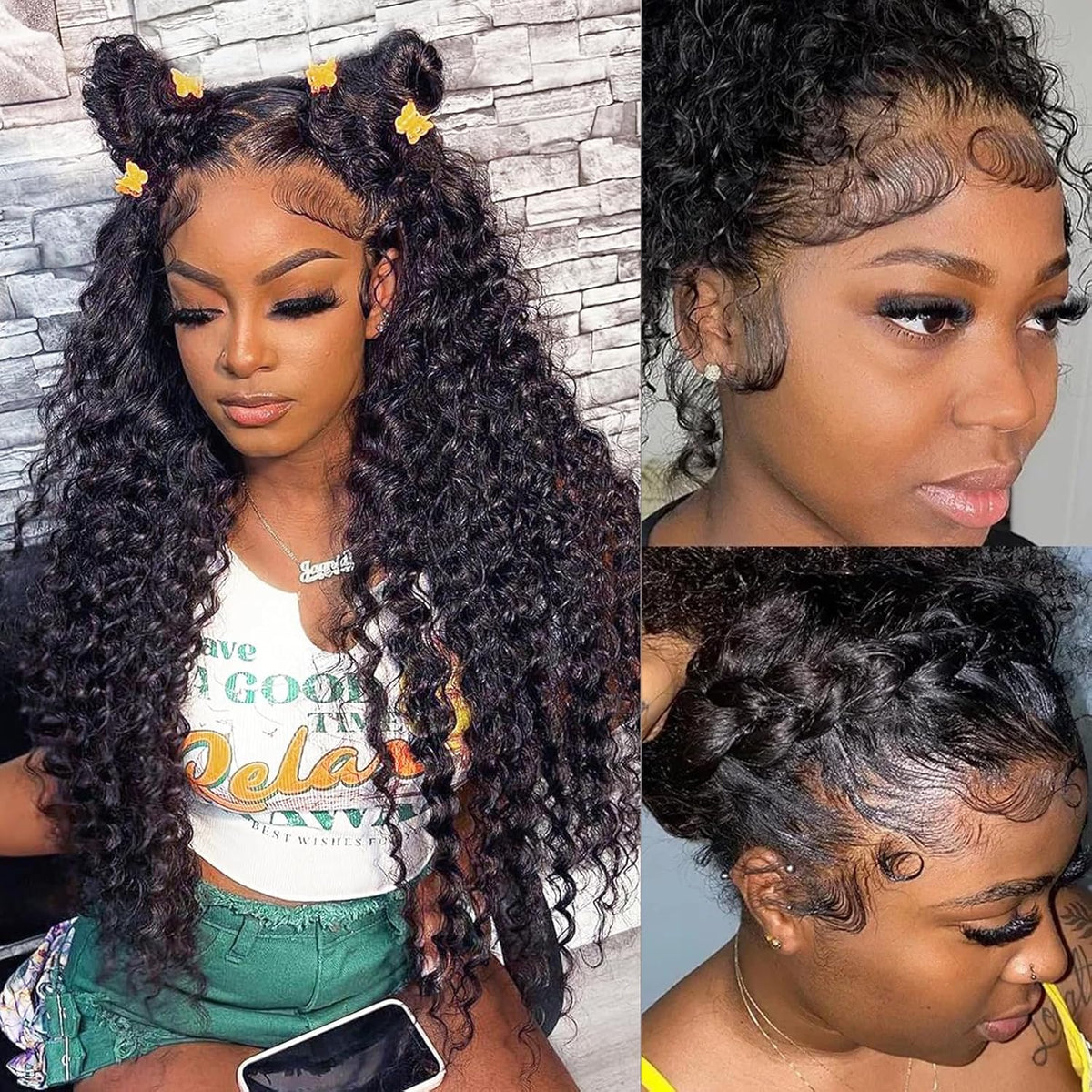 Invisi-Band Deep Wave 360 Lace Frontal Wigs Bleached Knots Human Hair Wigs