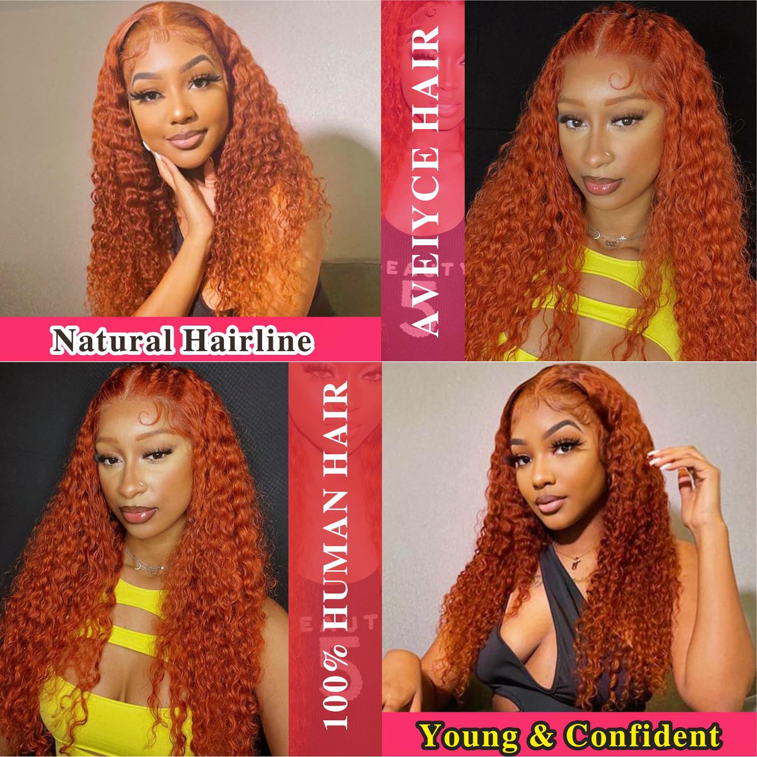 Zlike Pre Plucked Ginger #350 Deep Wave Lace Front Human Hair Wigs For Women