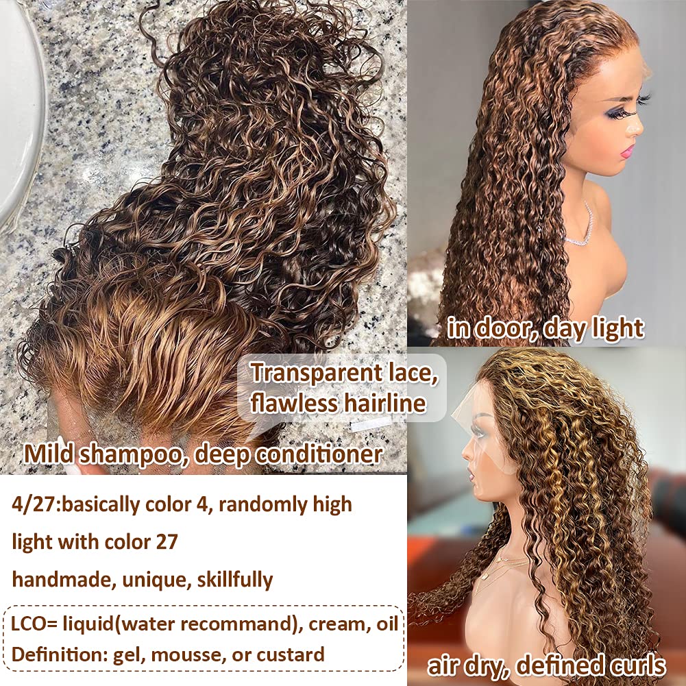 Honey Blonde Highlight Water Wave 13x4 Lace Front Colored Human Hair Lace Wigs | Flash Sale