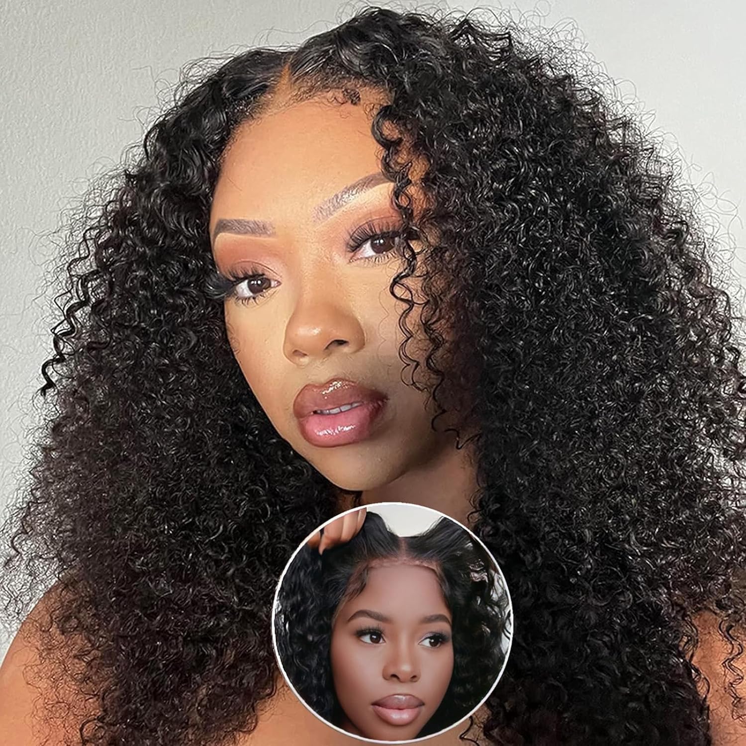 Put On Go Glueless Kinky Curly Wigs Pre Plucked HD Lace Closure Wig