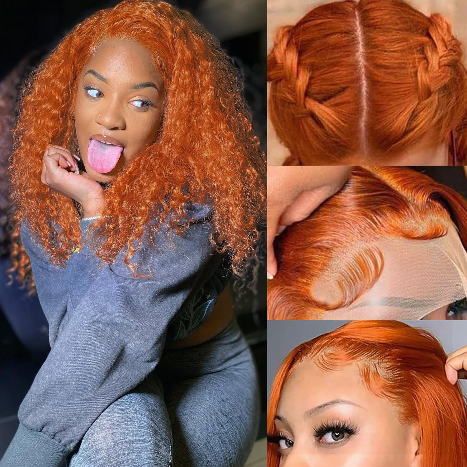 [Aicrelery] Ginger #350 Deep Wave 13x4 Lace Wig Frontal Wig Pre Plucked For Women