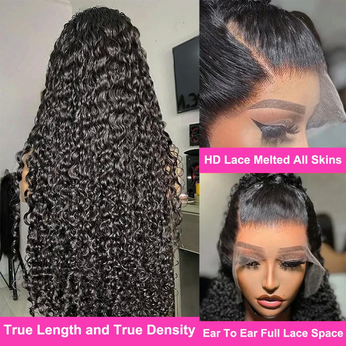 Deep Wave Wig Pre Plucked 13x4 Transparent Lace Front Wigs Natural Hairline For Women