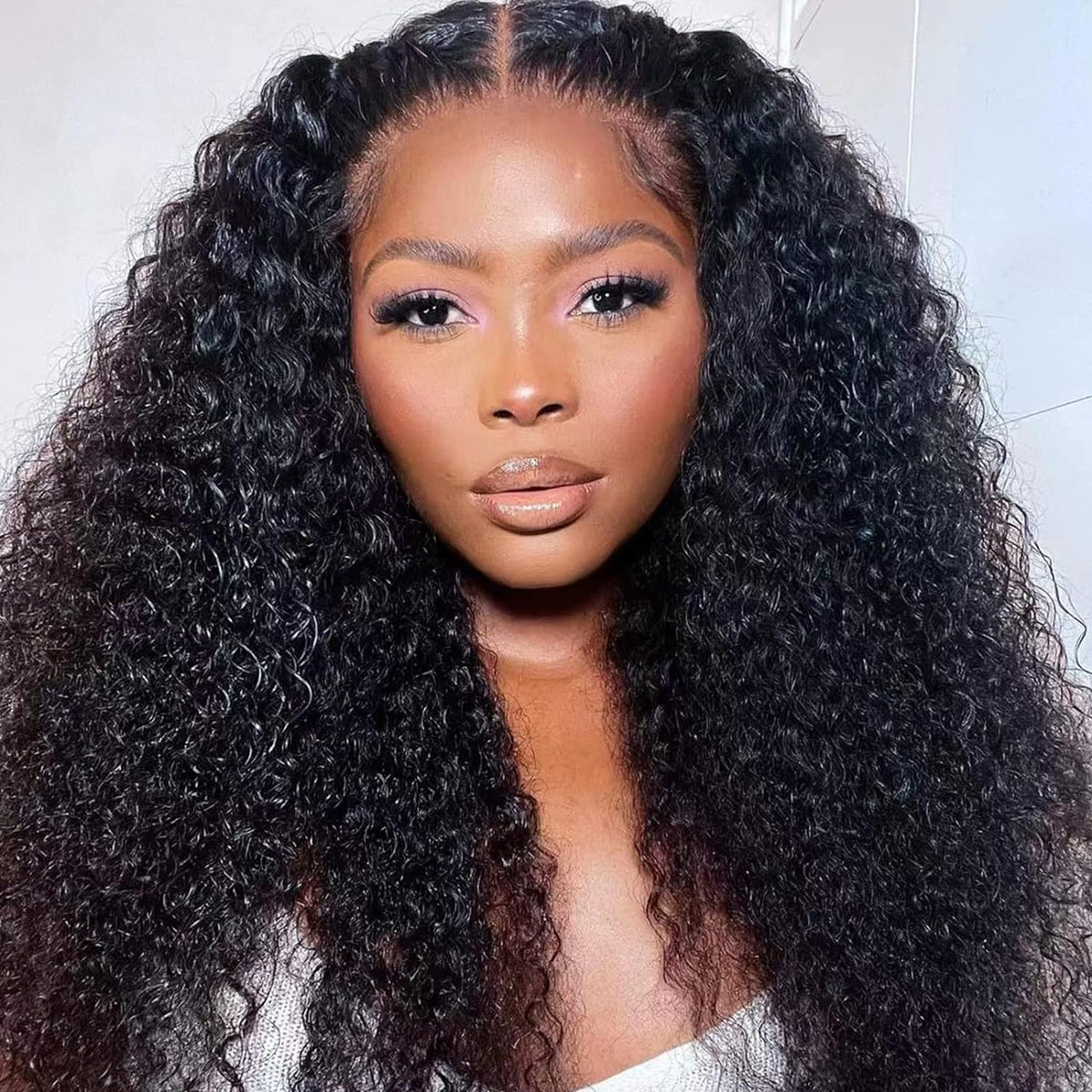 4x4 Thick Kinky Curly Human Wigs Fluffy Curly Transparent Lace Closure Wig
