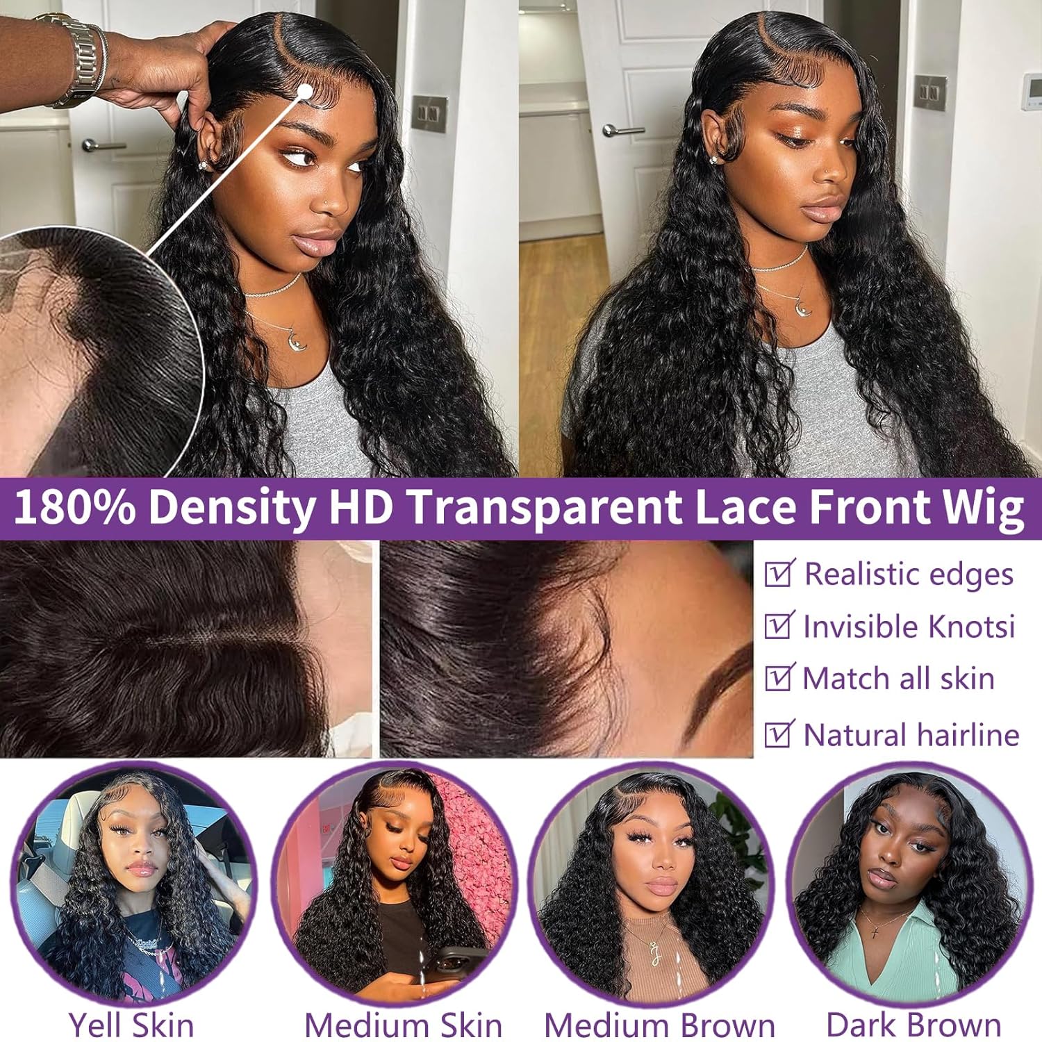 $189=2 Wigs | 13X4 Water Wave Lace Front Wig 100% Human Hair Wigs Natural Hairline Flash Sale