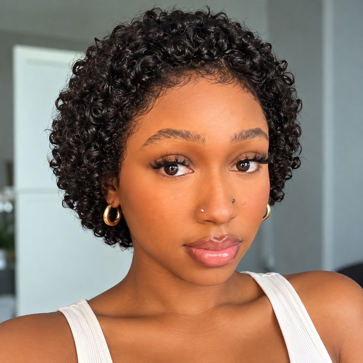 Zlike Short Pixie Cut Curly Human Hair Wig with Kinky Edges 13x4 Lace Front Glueless Wig Natural Scalp Look Everyday Wear
