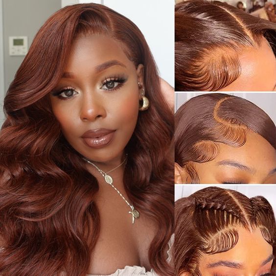 [BOGO] #4 Chocolate Brown Body Wave Lace Front Wig Pre Plucked Human Hair Wigs With Baby Hair