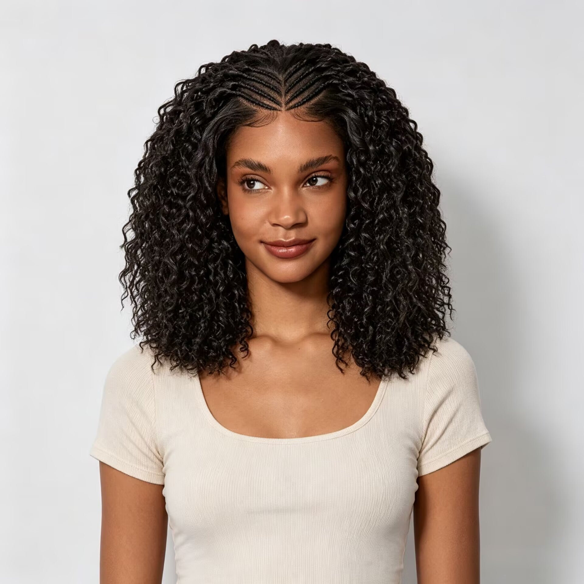 Zlike 13x6 Lace Front Cornrow Top Braided Wig Pre-Cut Glueless Human Hair Wig Natural Black