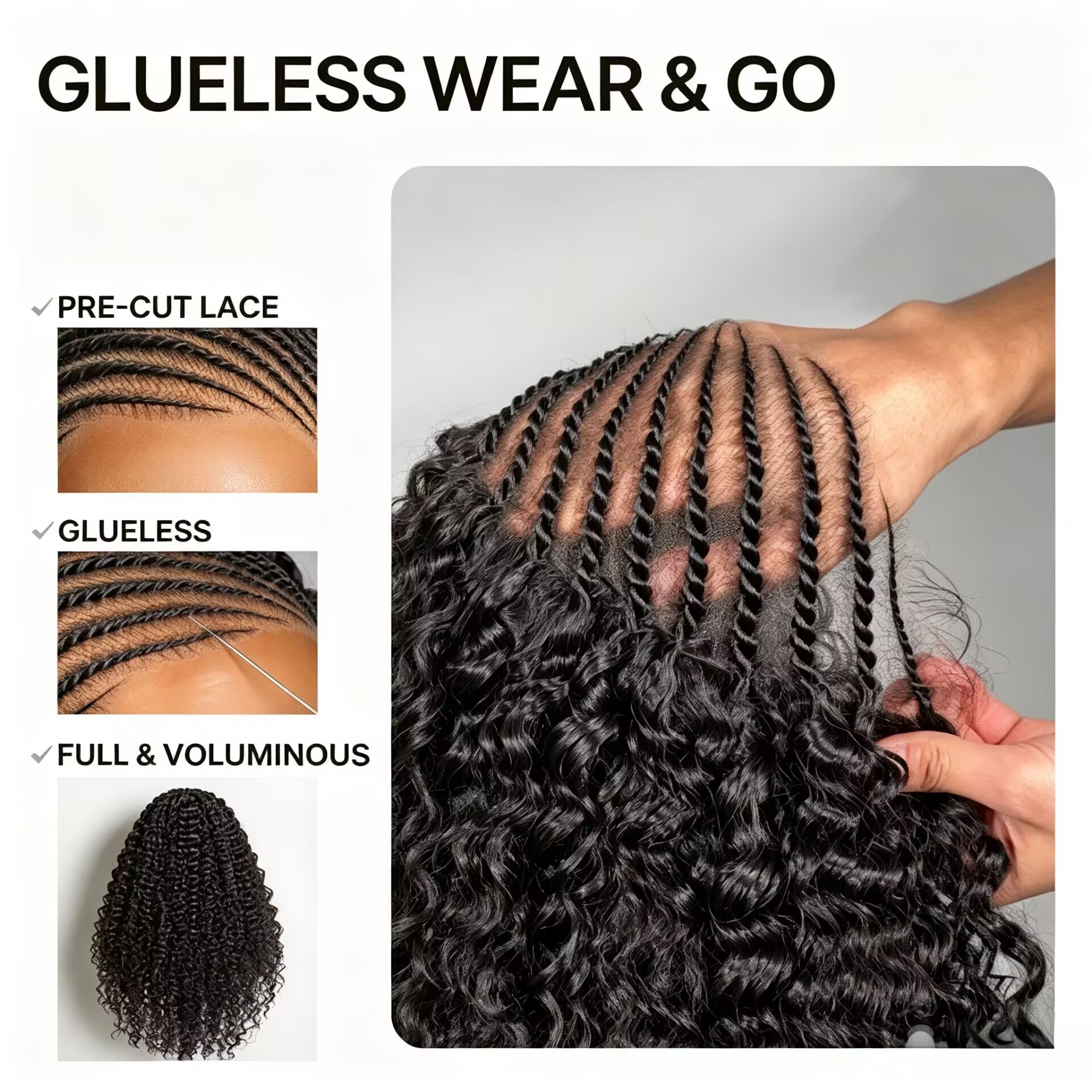 Zlike 13x6 Frontal Lace Braid Wig Pre-Braided Glueless Human Hair Wig with Natural Baby Hair  Full Volume
