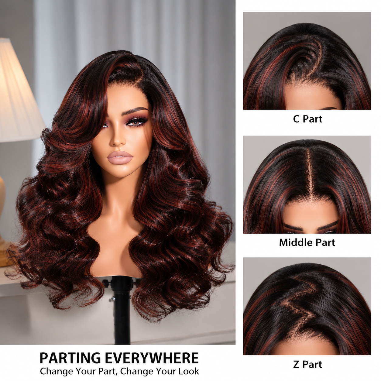 Zlike Natural Black With Highlights Body Wave Wig 7x5 Lace Front Glueless Human Hair Wig Pre-Cut Lace Beginner Friendly