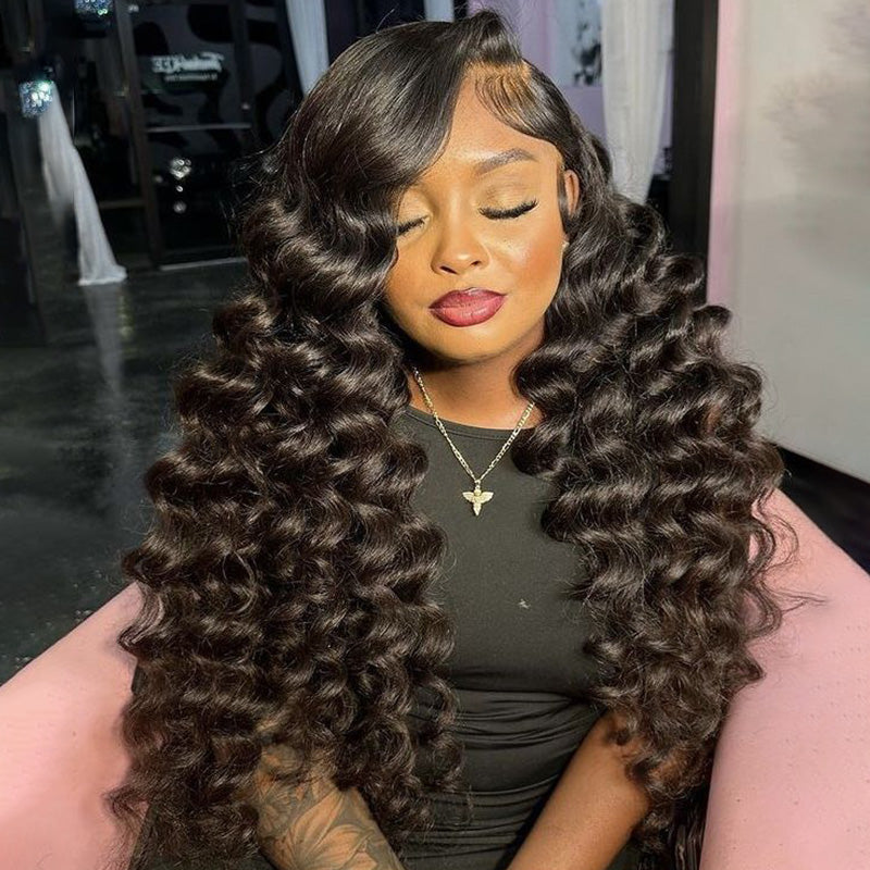 Loose Wave Wigs 300% Density Virgin Human Hair Bleach Konts Transparent Lace Front Wigs Pre Plucked Hairline