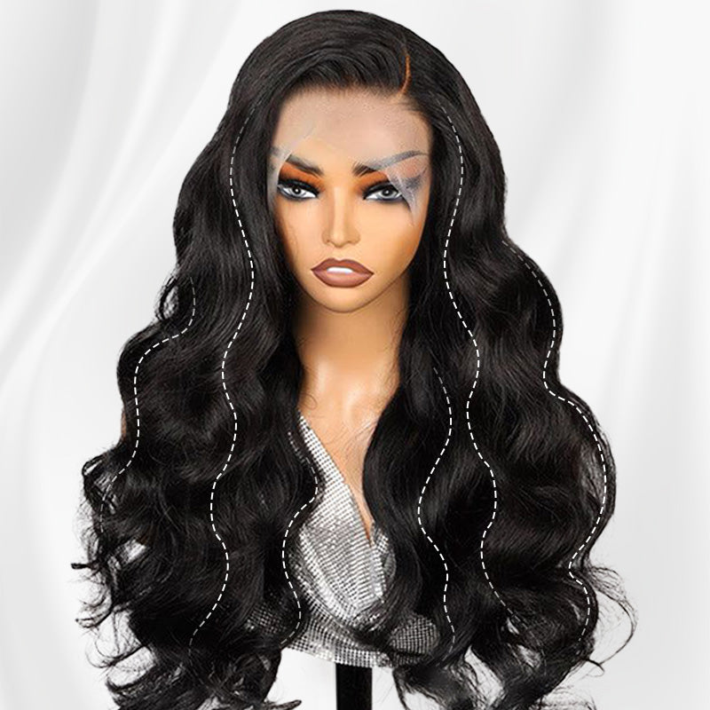 Body Wave 13x4 Transparent Lace Front Wig Pre Plucked Virgin Human Hair Wigs