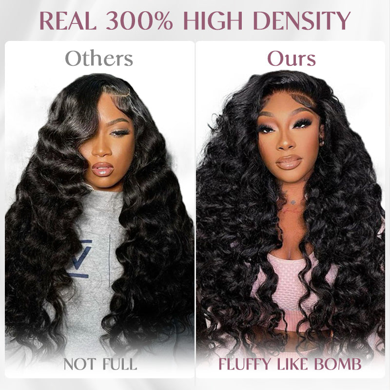 Loose Wave Wigs 300% Density Virgin Human Hair Bleach Konts Transparent Lace Front Wigs Pre Plucked Hairline