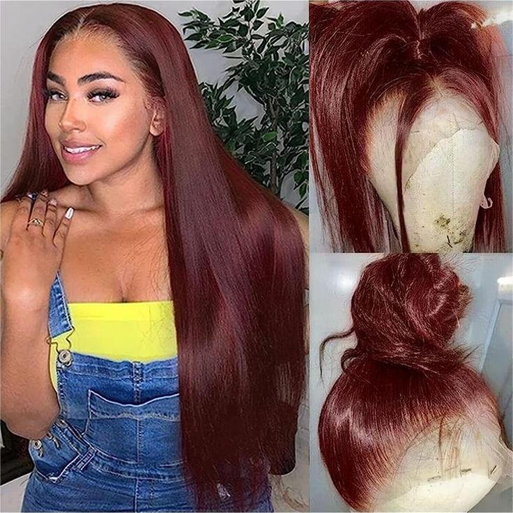 Reddish Brown #33 Silky Straight 13x4 Lace Frontal Human Hair Wigs For Women-Zlike