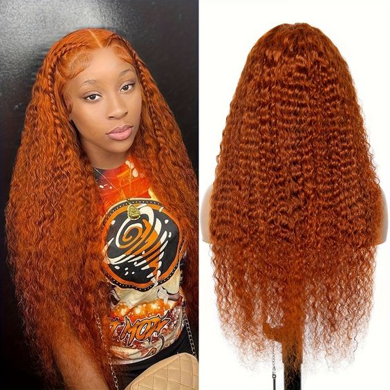 Pre Plucked Water Wave Lace Front Wig #350 Ginger Orange Colored Human Hair Wigs For Women