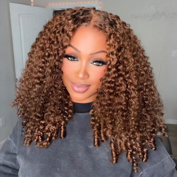 Zlike #4 Chocolate Brown 13x4 Lace Front Burmese Curly 100% Human Hair Wigs With Pre Plucked Hairline & Bleached Knots
