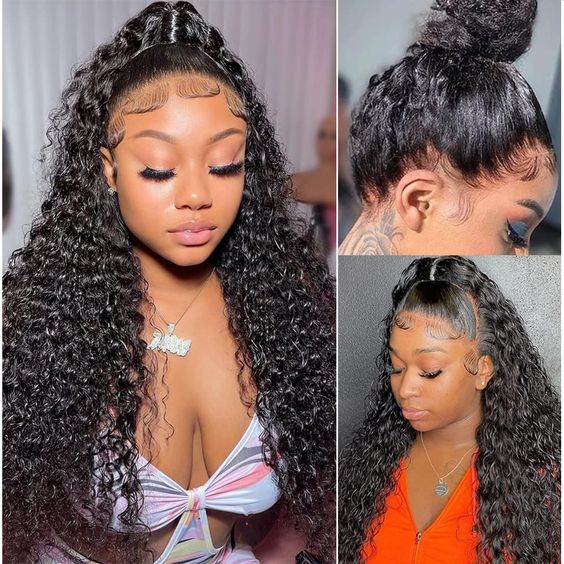 Fast Shipping | Invisi-Band Water Wave 360 Lace Frontal Wigs Pre Cut Glueless Human Hair Wigs