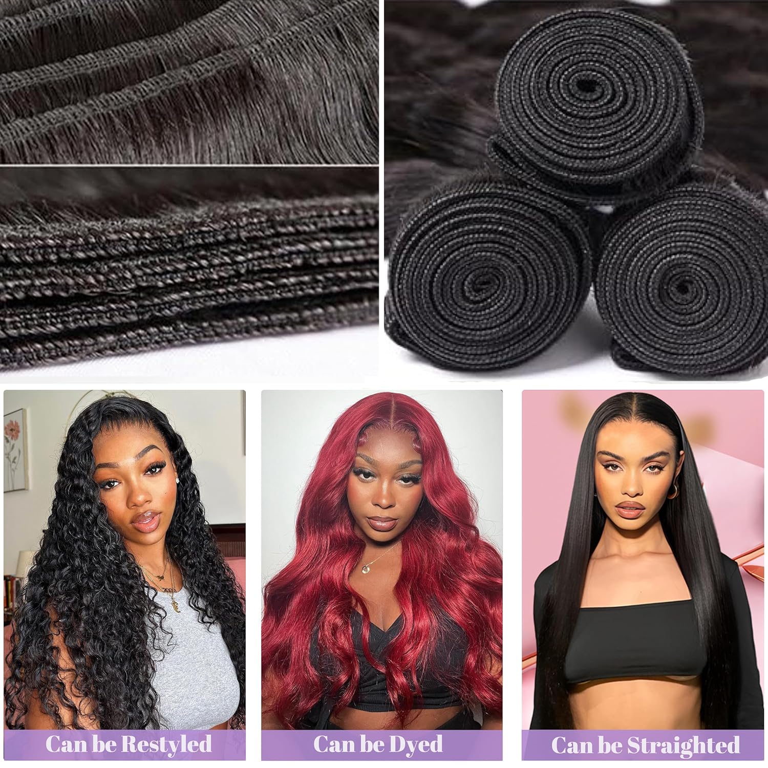 Body Wave Hair 3 Bundles 100% Human Virgin Hair Natural Color- Zlike