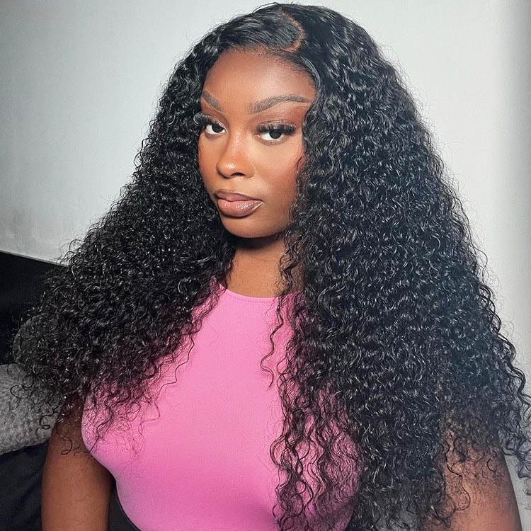 Clearance Sale | Jerry Curly Long Natural Wave Wigs Transparent Lace Front Wigs 100% Human Hair