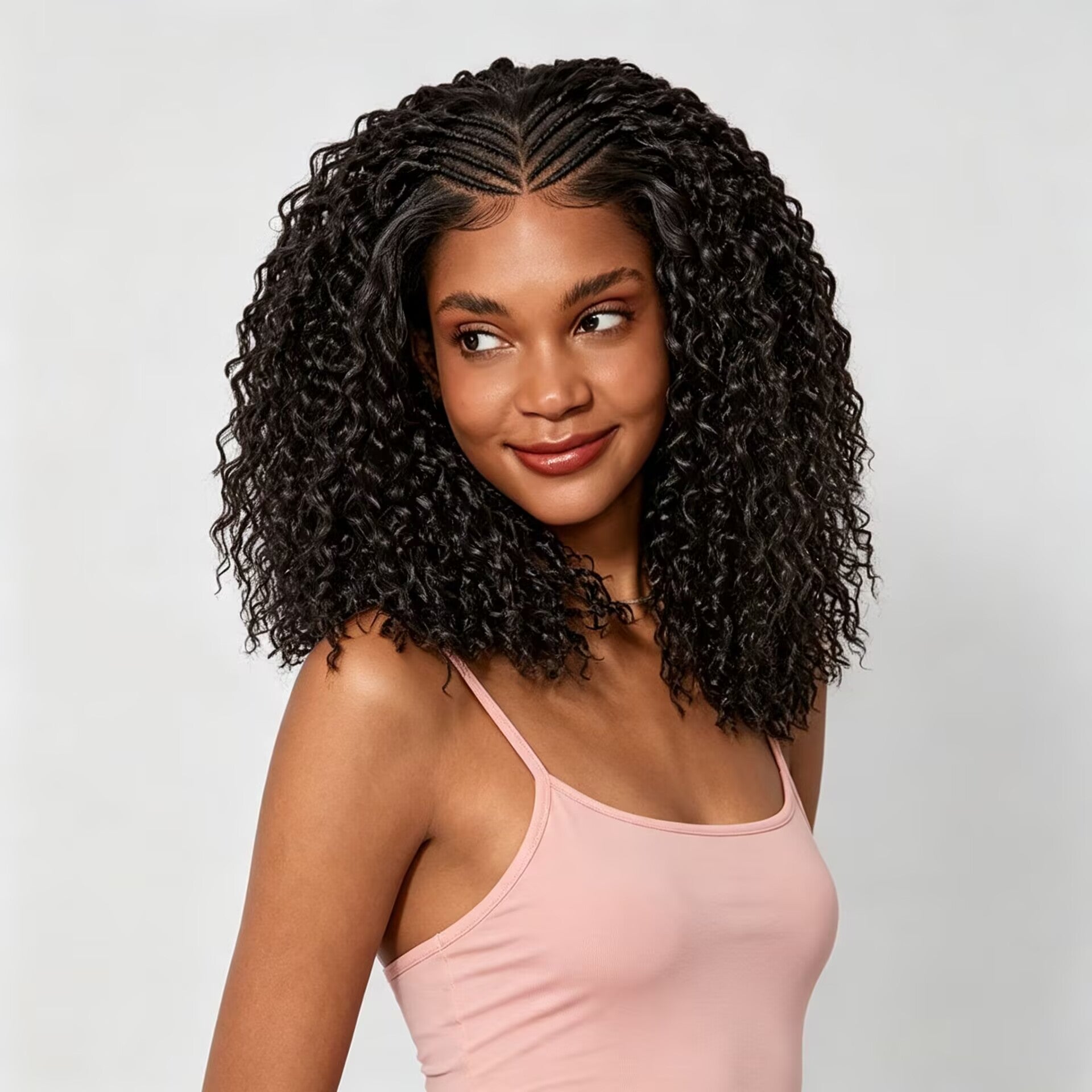 Zlike 13x6 Lace Front Cornrow Top Braided Wig Pre-Cut Glueless Human Hair Wig Natural Black