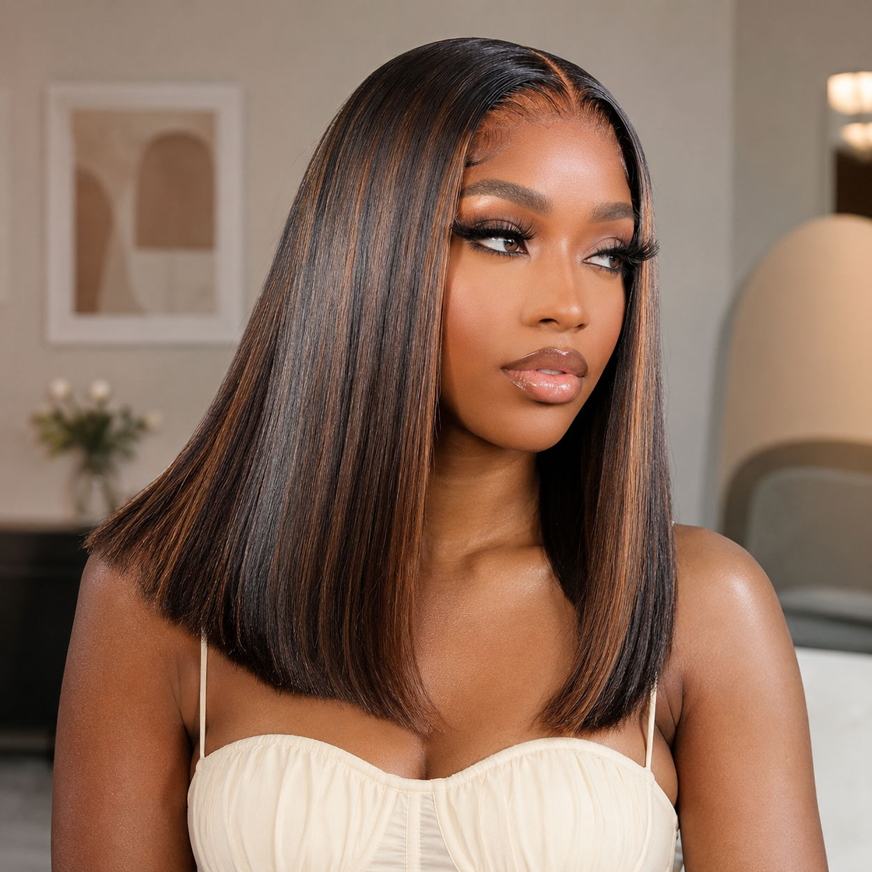 Zlike Balayage 1B/30# Colored BOB 7x5 Glueless Ready To Go Human Hair Wig