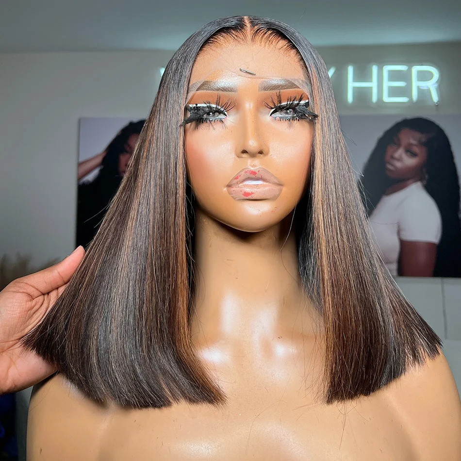 Zlike Balayage 1B/30# Colored BOB 7x5 Glueless Ready To Go Human Hair Wig