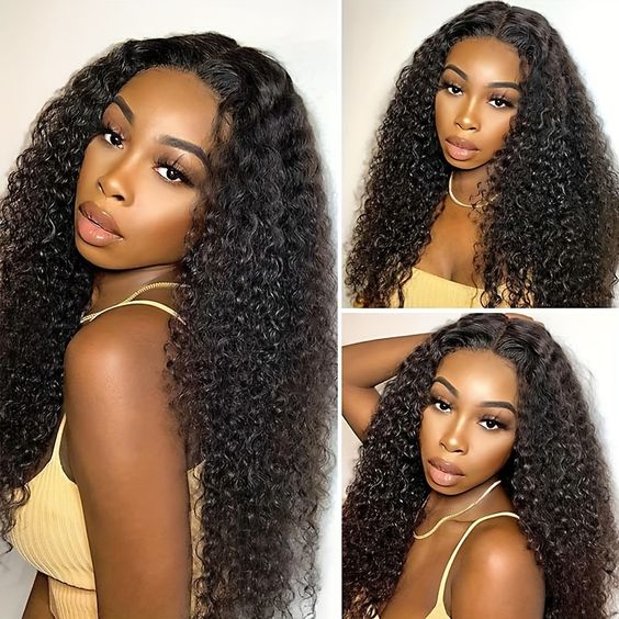 4x4 Thick Kinky Curly Human Hair Wigs Fluffy Curly Hair Transparent Lace Closure Wig-Zlike