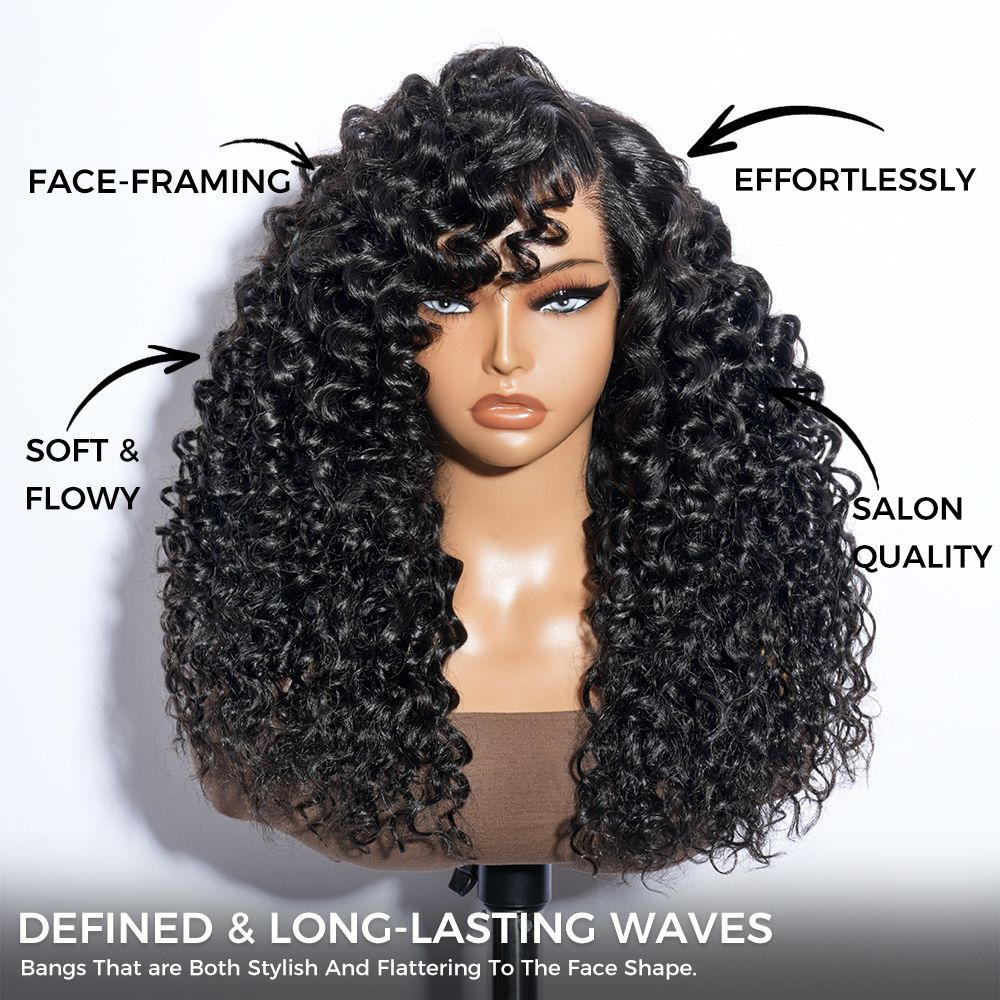 Zlike 300% Density Bouncy Loose Curl Wigs 100% Human Hair Transparent Lace Front Wigs For Women