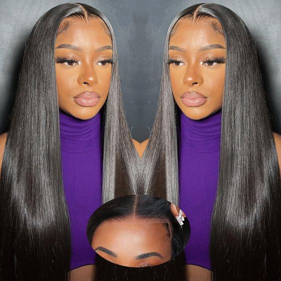 Straight 9x6 Glueless Human Hair Lace Closure Wigs Bleached Knots Pre-Plucked Natural Hairline