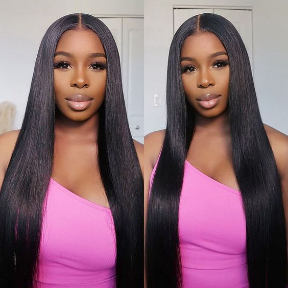 Straight 9x6 Glueless Human Hair Lace Closure Wigs Bleached Knots Pre-Plucked Natural Hairline