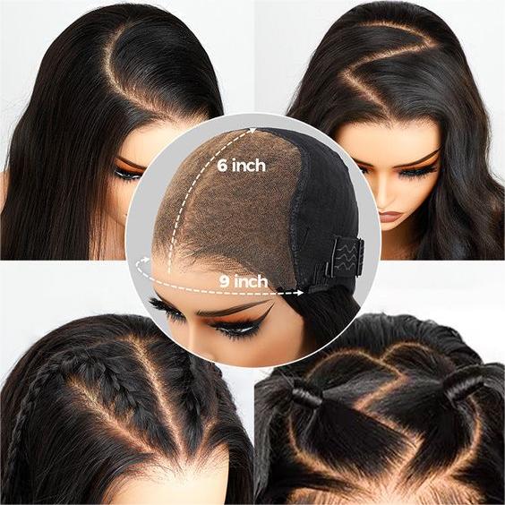 Straight 9x6 Glueless Human Hair Lace Closure Wigs Bleached Knots Pre-Plucked Natural Hairline