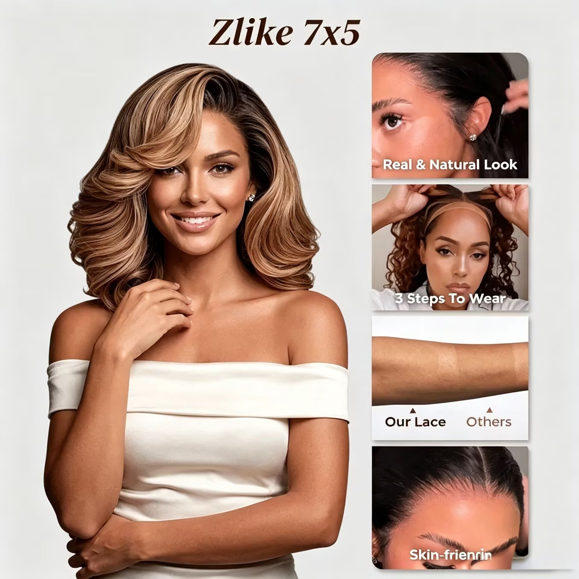 Zlike 7X5 Ombre Highlight Honey Blonde Glueless Bob Wig Loose Body Wave Human Hair Wig With Drawstring
