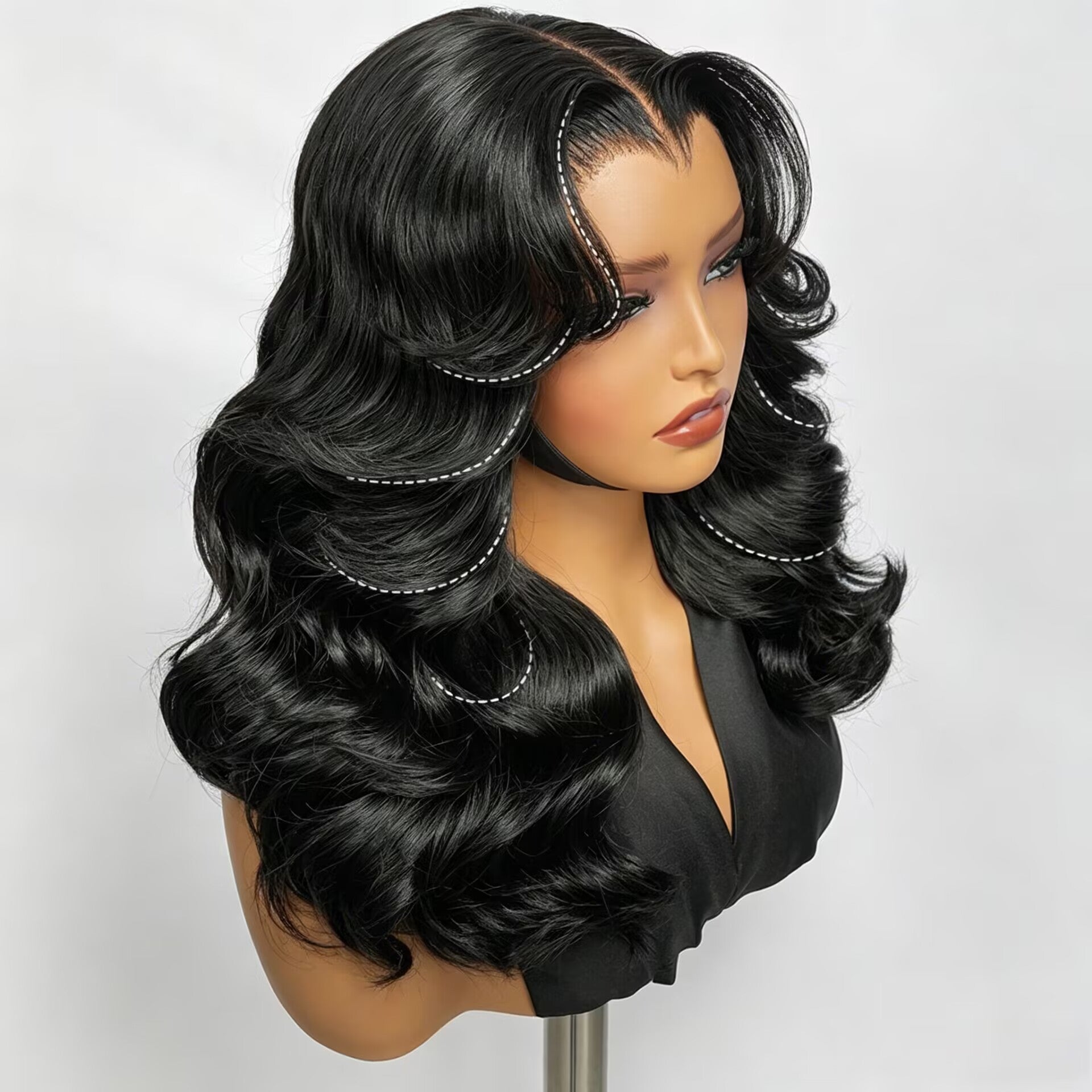 zlike M Hairline Body Wave Layered Cut 7x5 Glueless Drawstring Lace Wig Ready To Wear