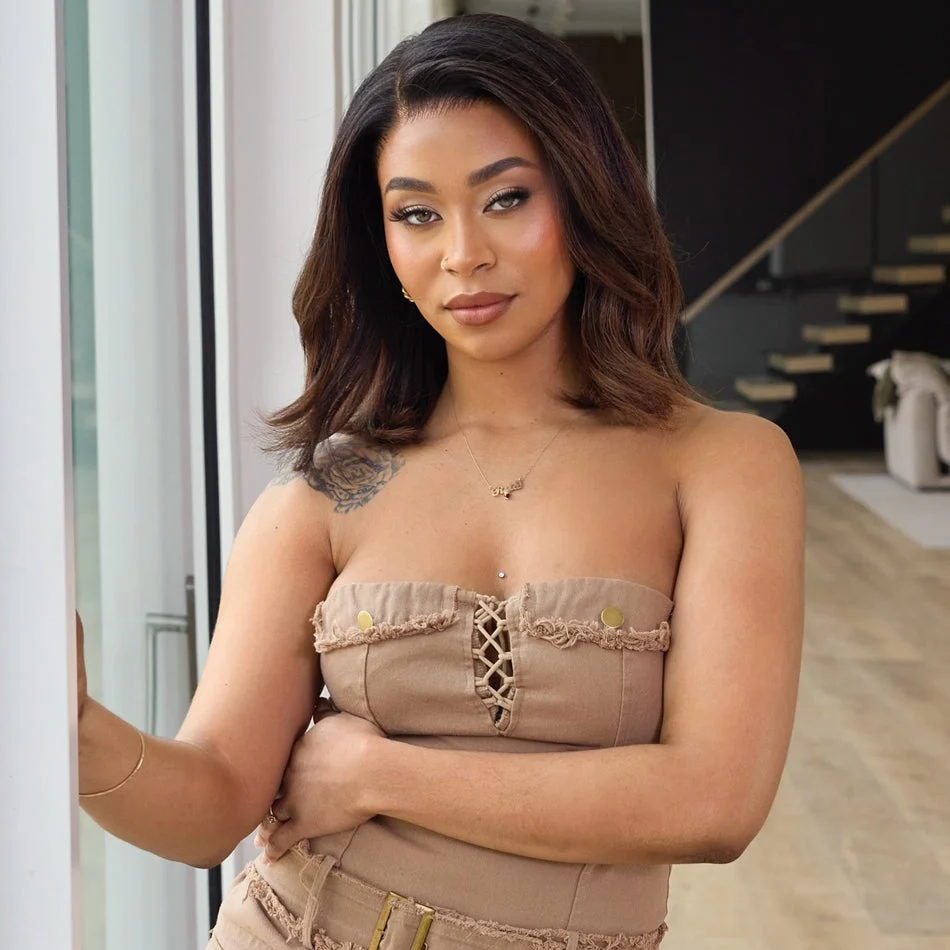 Zlike 250% Density Side Part Layered Blowout Bob Glueless Lace Wig Human Hair