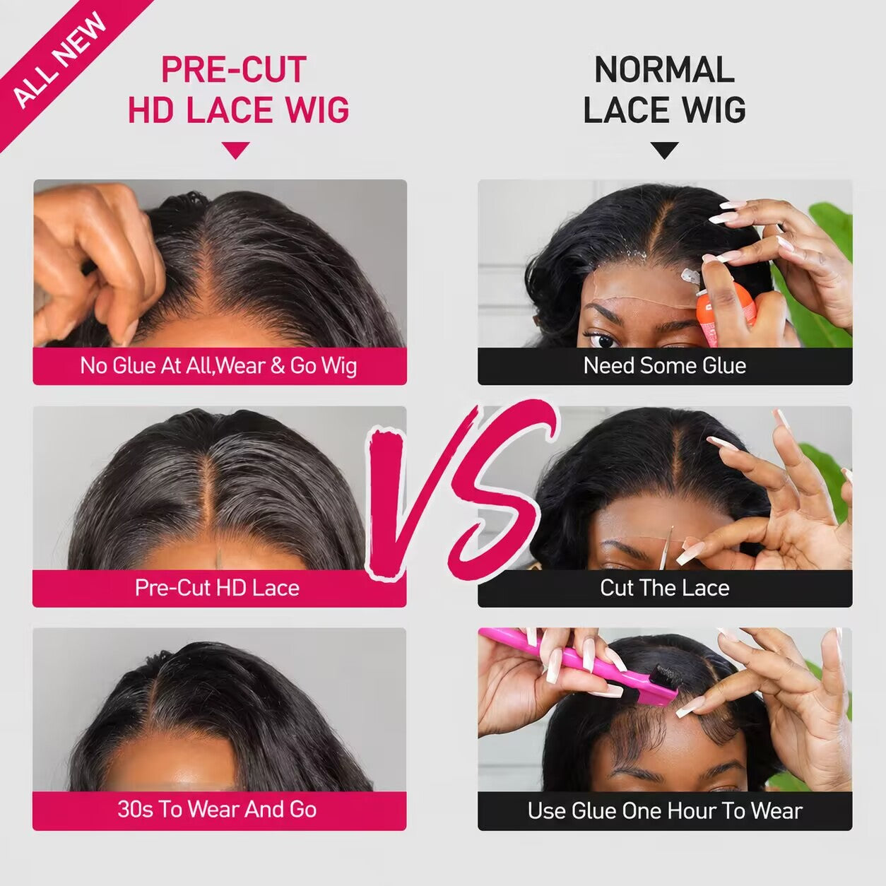 Zlike Wear & Go Kinky Straight Bob Wig HD Lace Closure Human Hair Wig with Pre-Bleached Knots