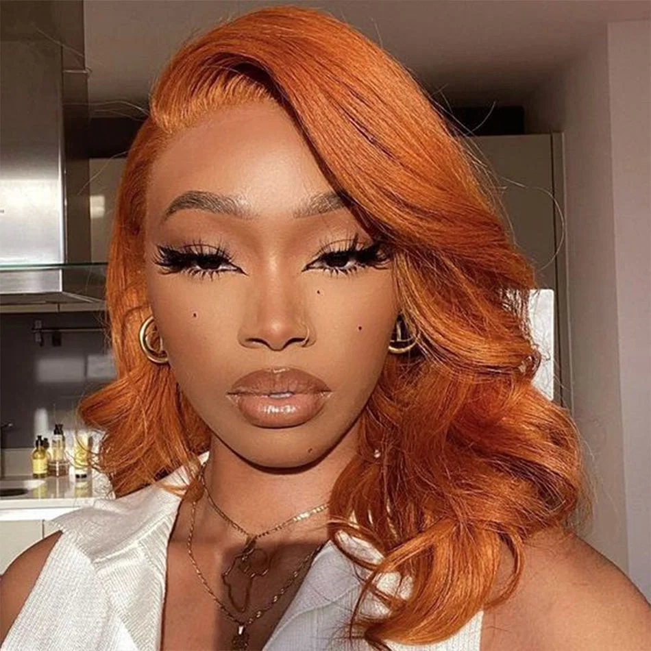 Zlike Double Drawn Ginger Orange Body Wave Wig Transparent 13x6 & 7x5 Glueless Human Hair Wig Ready To Go