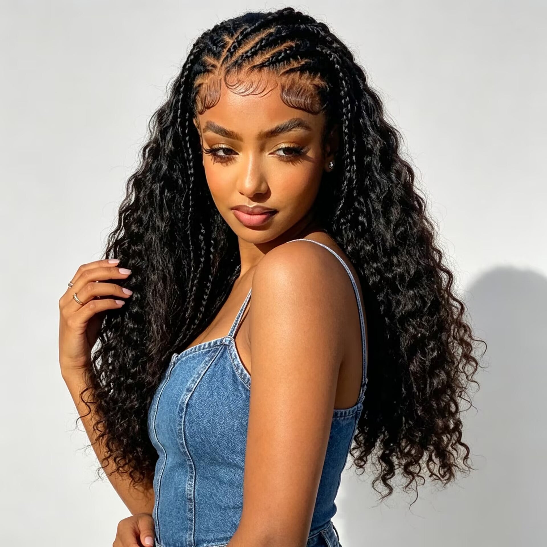 Zlike Pre Braided Deep Wave Human Hair Wig 13x6 HD Lace Front Glueless Drawstring Wig Pre Cut Lace Ready to Wear