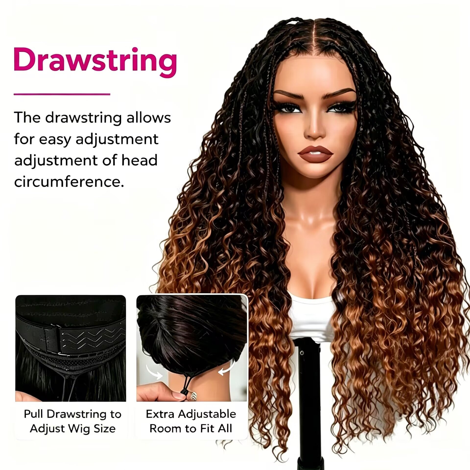 Zlike Ombre Boho Knotless Braids Water Wave Wig  13x6 HD Lace Front Human Hair Glueless Pre-Cut Lace Wig