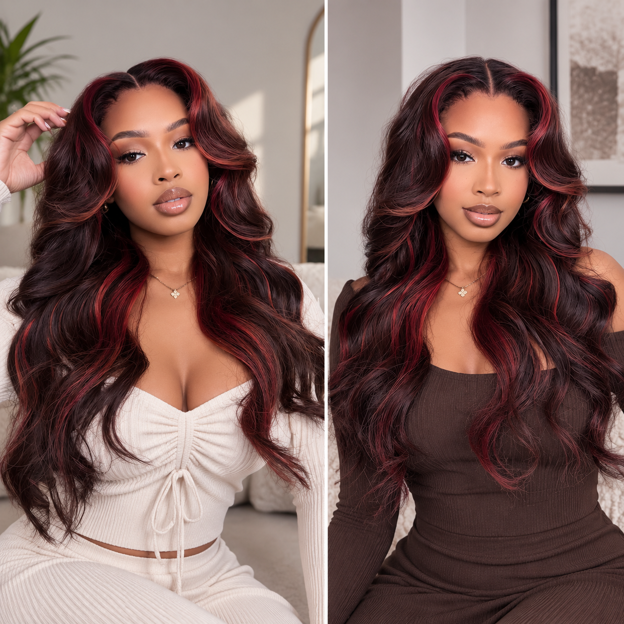 Zlike Natural Black With Highlights Body Wave Wig 7x5 Lace Front Glueless Human Hair Wig Pre-Cut Lace Beginner Friendly