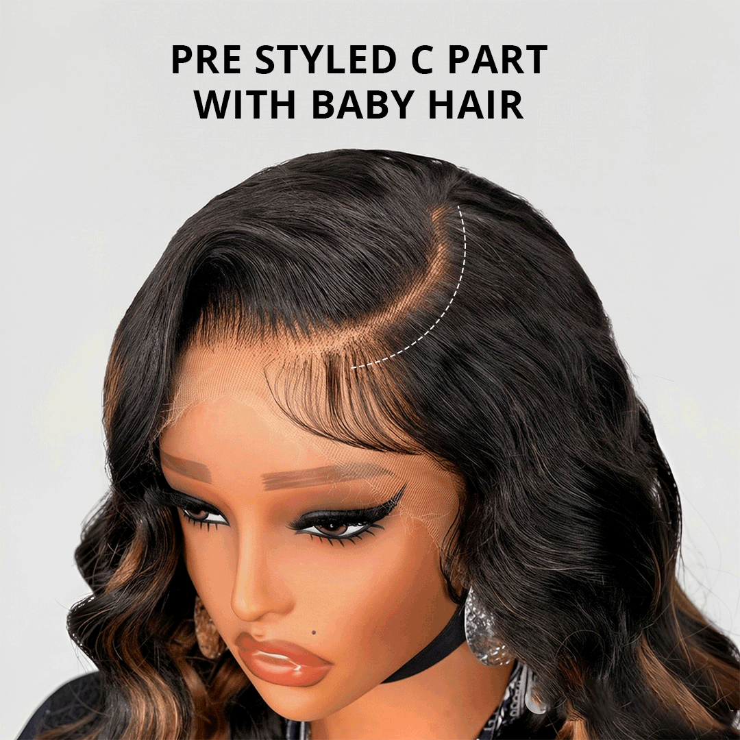 Zlike Blonde Skunk Stripe Loose Deep Drawstring Wigs 300% Density Glueless Pre-Cut Transparent Lace 100% Human Hair