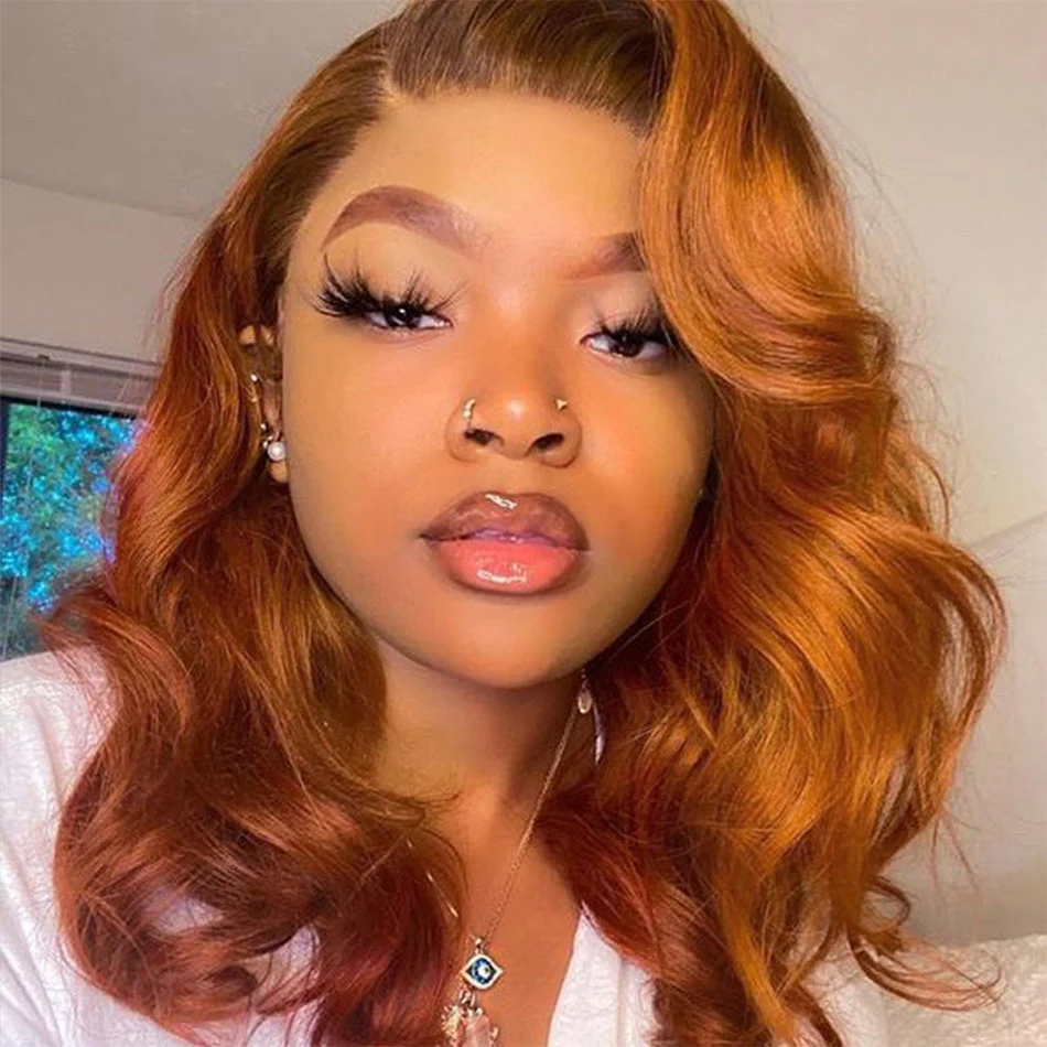 Zlike Double Drawn Ginger Orange Body Wave Wig Transparent 13x6 & 7x5 Glueless Human Hair Wig Ready To Go