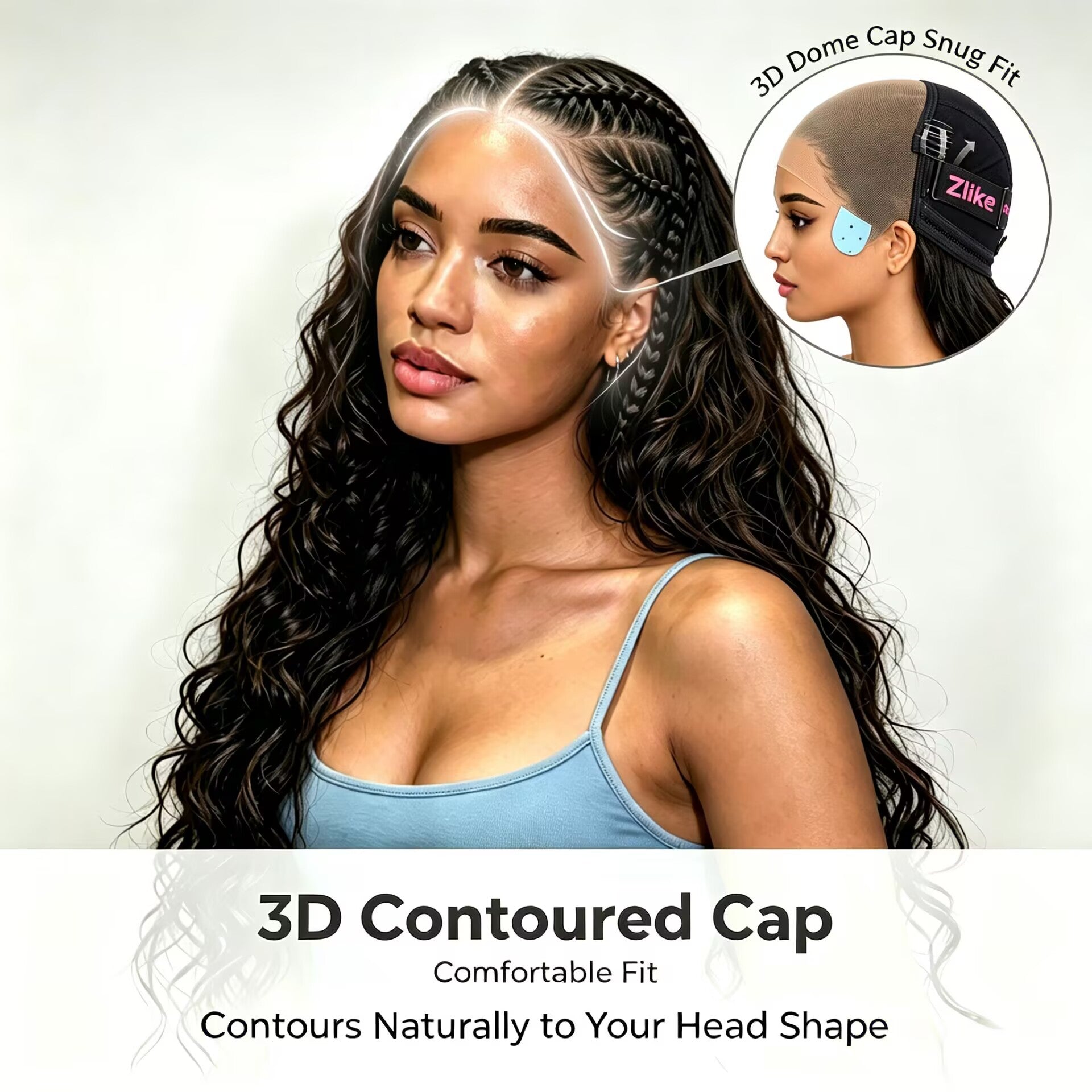 Zlike Bohemian Braided Wig Human Hair Bouncy Loose Body Wave 7x5 Transparent Lace Frontal Glueless Pre-Braided Wig
