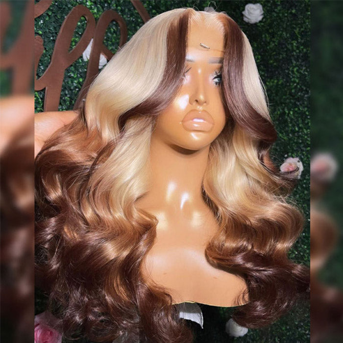 Body Wave 613 Blonde With Brown Highlight Lace Front Wigs With Baby Hair-Zlike