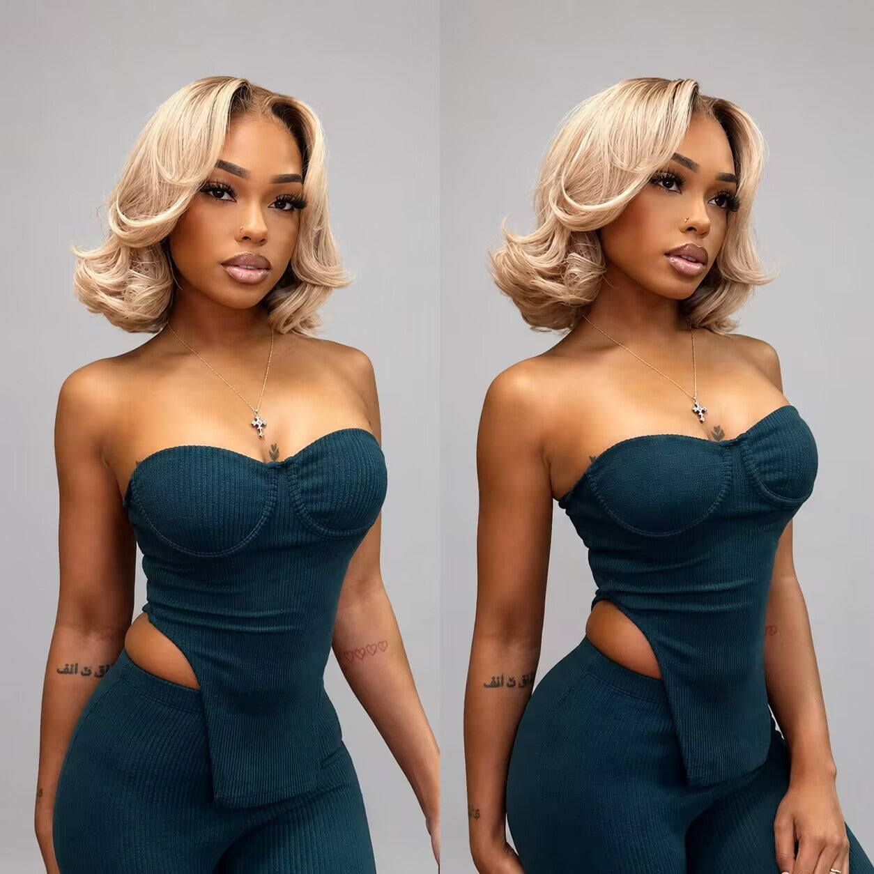 Zlike 7x5 Pre-Cut Lace Glueless Straight Bob Wig  Ash Blonde Ombre Human Hair Wig with Invisible Knots