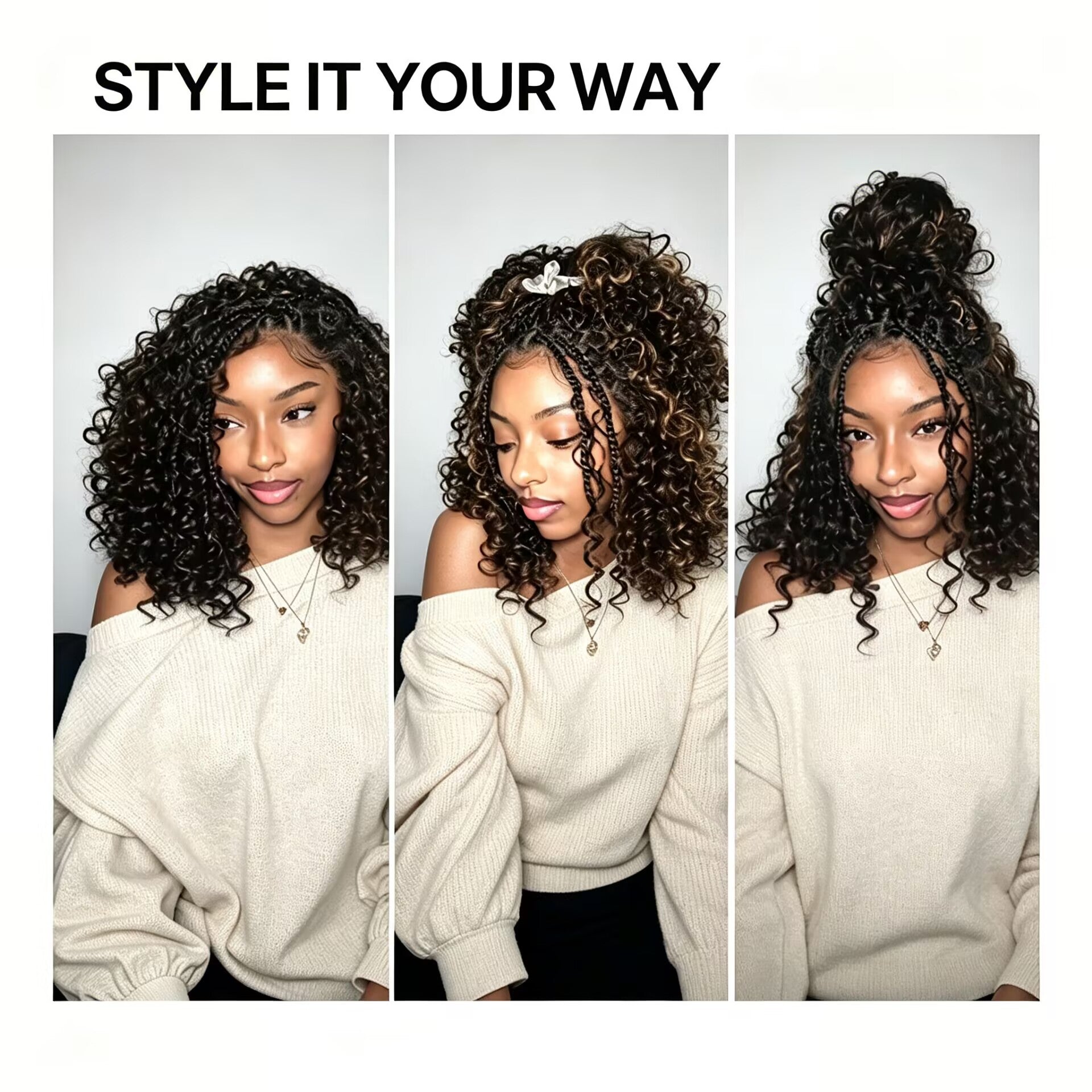 Zlike Boho Braids Water Wave Wig 13x6 HD Pre-Cut Lace Front Glueless Human Hair Wig