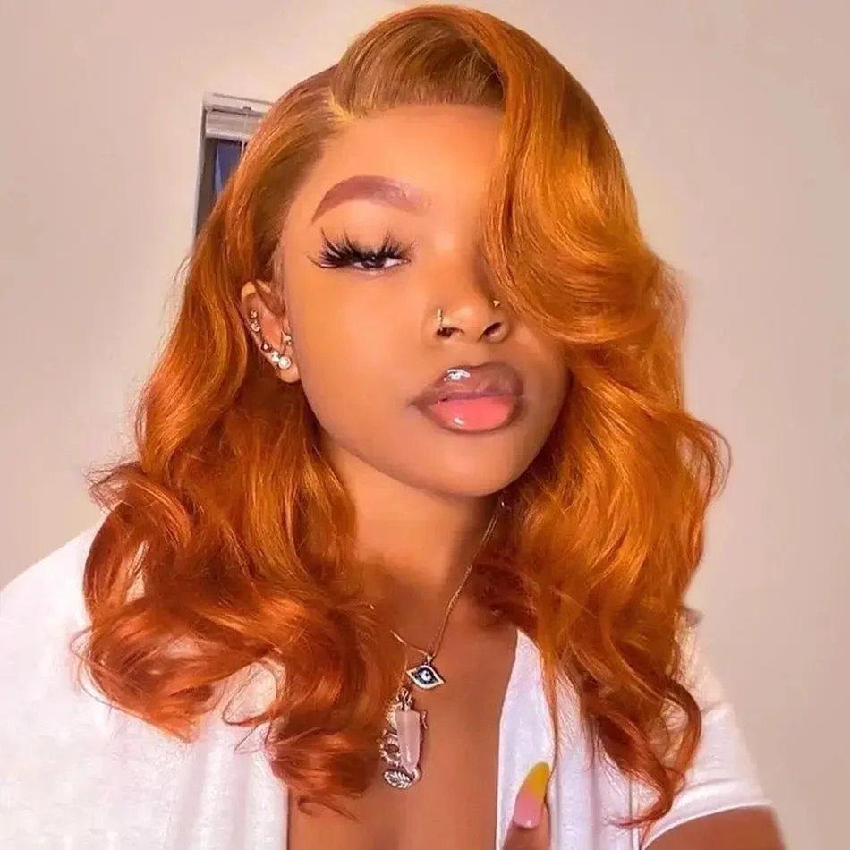 Zlike Double Drawn Ginger Orange Body Wave Wig Transparent 13x6 & 7x5 Glueless Human Hair Wig Ready To Go