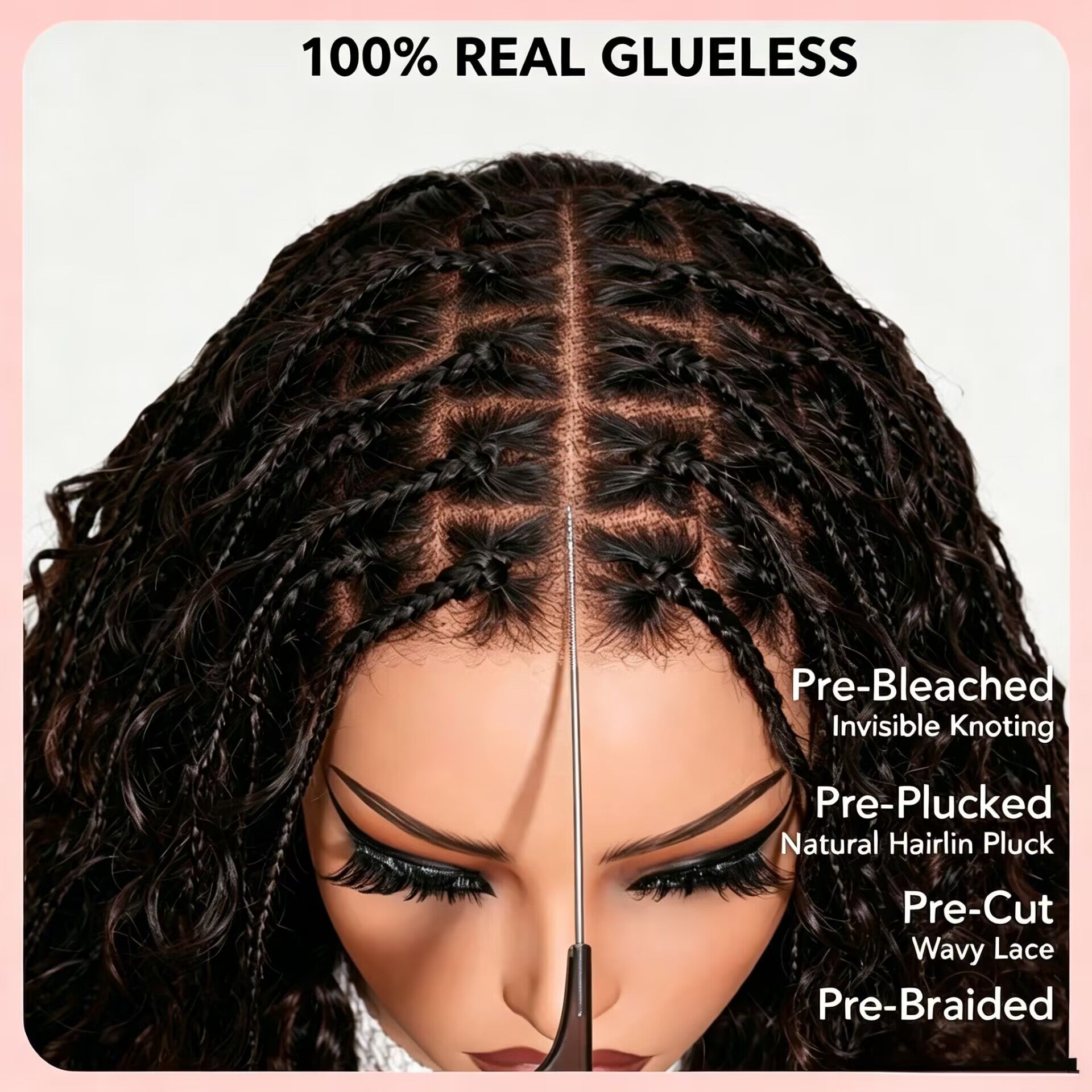 Zlike Ombre Boho Knotless Braids Water Wave Wig  13x6 HD Lace Front Human Hair Glueless Pre-Cut Lace Wig