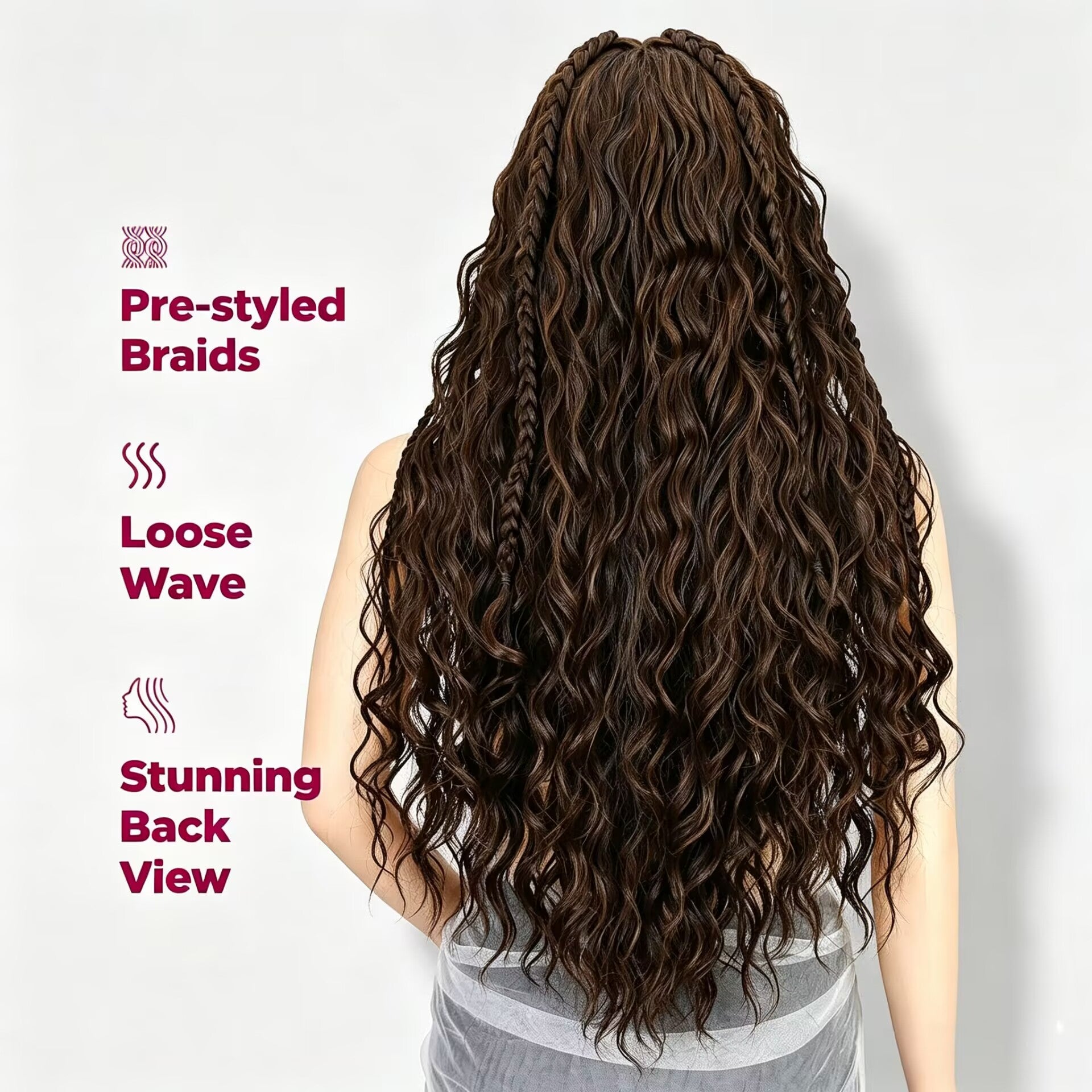 Zlike 13x6 Lace Front Cornrow Curly Boho Braids Wig with Face Framing Glueless Pre Plucked Lace Wig with Baby Hair