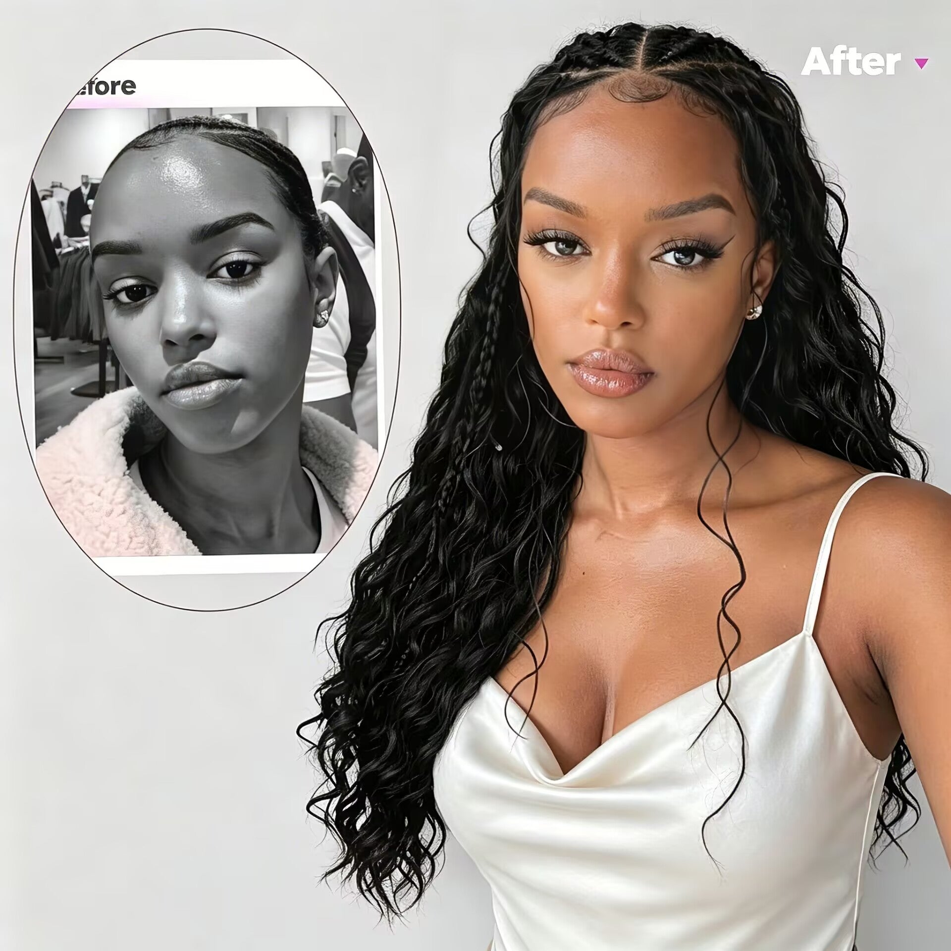 Zlike 13x6 Lace Front Cornrow Curly Boho Braids Wig Natural Black with Face Framing Pre Plucked Glueless Lace Frontal Wig with Baby Hair